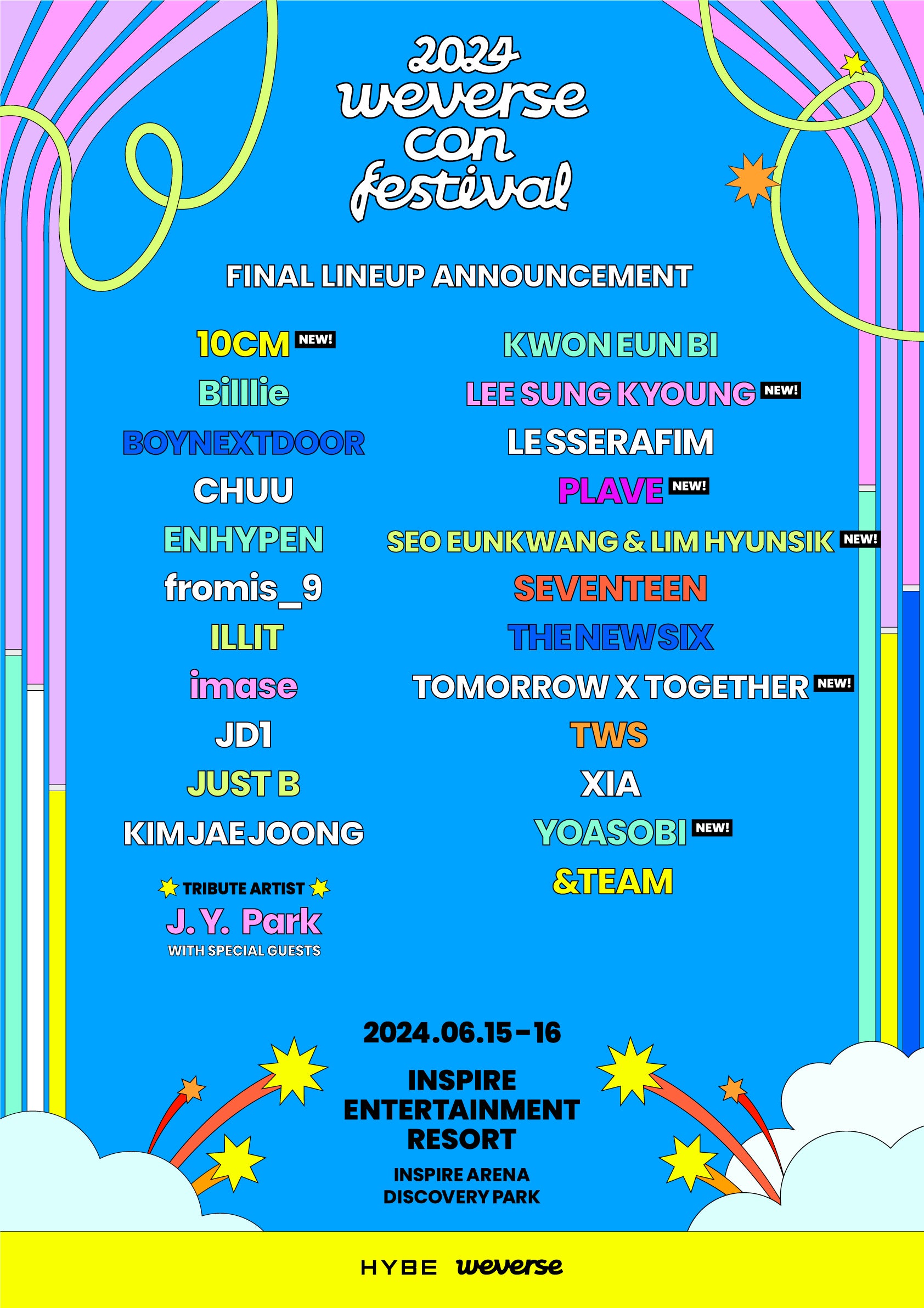 J.Y. Park・YOASOBI・TOMORROW X TOGETHERら、HYBE主催音楽フェス出演決定 「Weverse Con  Festival」最終ラインナップ発表 - モデルプレス