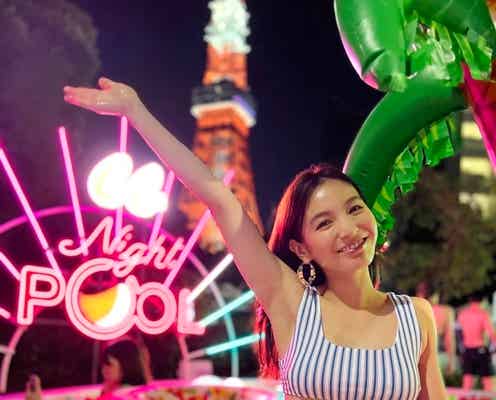 ほのか、ナイトプールで水着姿披露「めっちゃ可愛い」「見惚れる」ヘルシー美ボディに反響