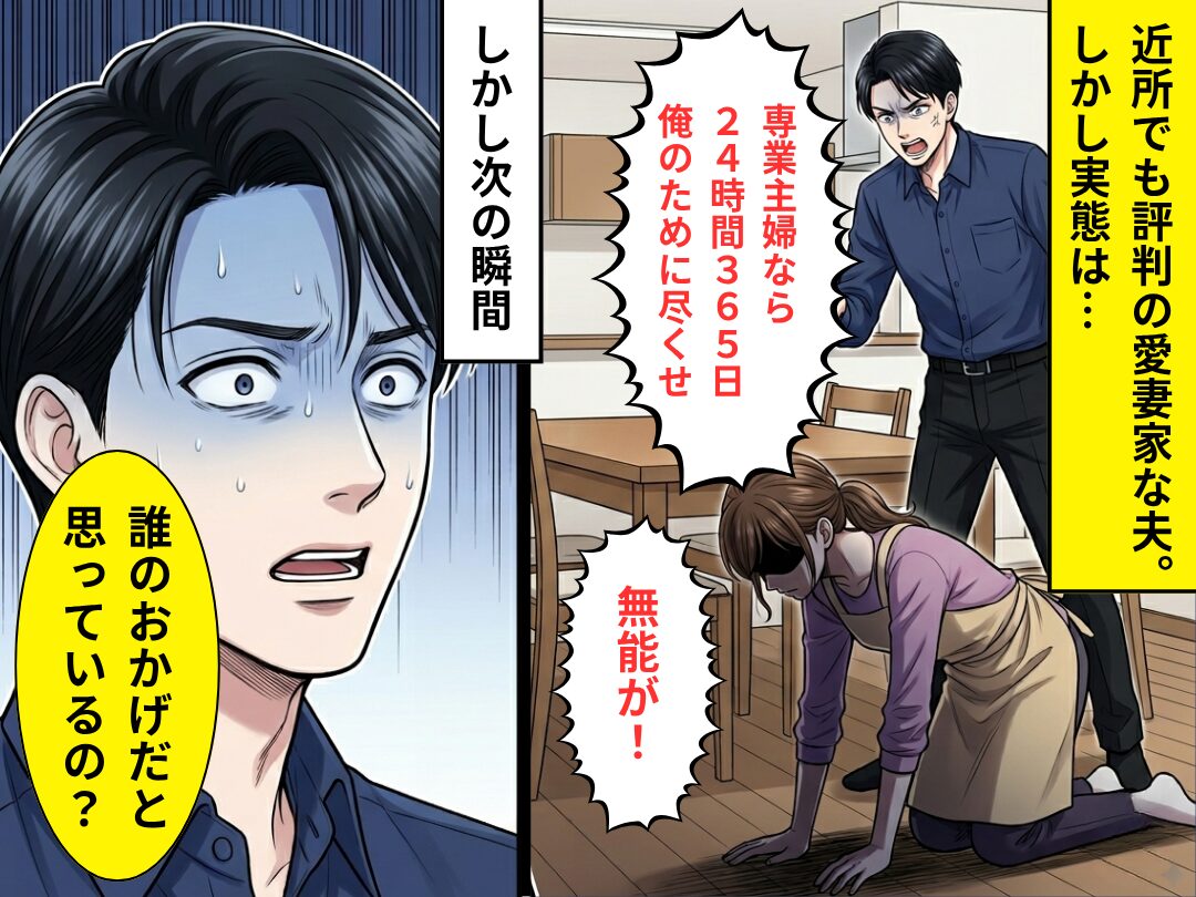 愛妻家と偽り…妻を虐げる夫「24時間365日俺に尽くせ無能」しかし次の瞬間⇒「誰のおかげだと思っているの？」