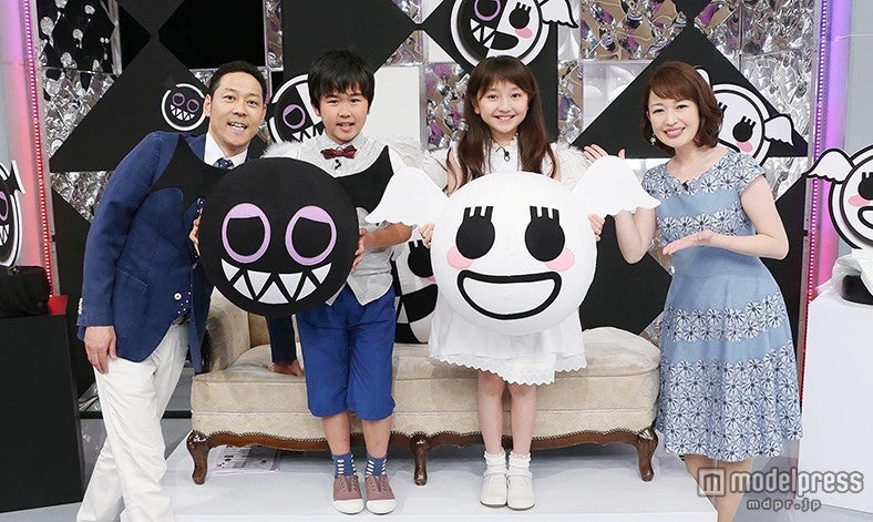 番組MCの（左から）東野幸治、鈴木福、谷花音、松丸友紀アナウンサー（C）テレビ東京