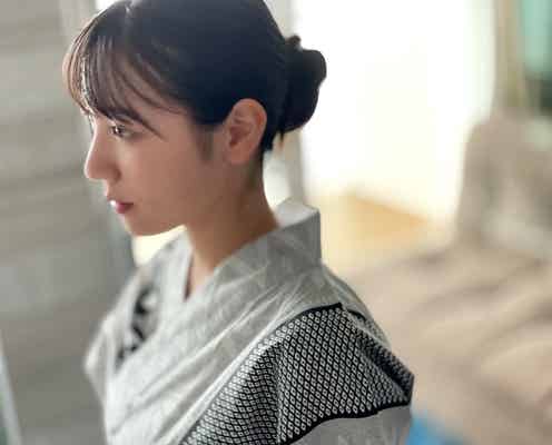日向坂46河田陽菜、浴衣姿の横顔うなじショット公開<1st写真集「思い出の順番」先行カット>
