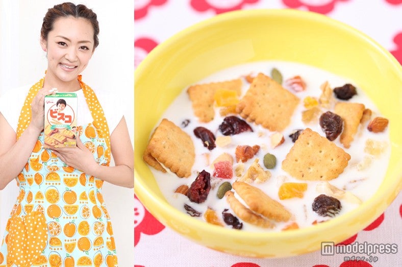 みかんは“ビスコ＜小麦胚芽入り＞”を使用した混ぜるだけデザート「ビスコでグラノーラ風ビスコ」