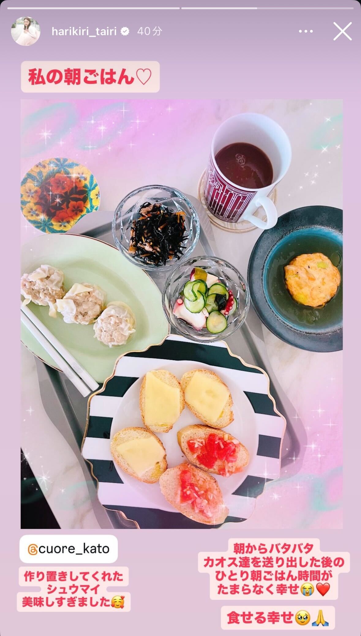 平愛梨Instagramストーリーズより