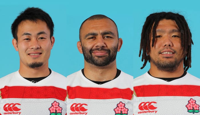 福岡堅樹選手、リーチマイケル選手、堀江翔太選手(C)フジテレビ