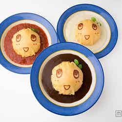 ふなっしー考案のオリジナルソースをかけた「ふなかつプレート」3種各¥1,200(税込)(C)ふなっしー