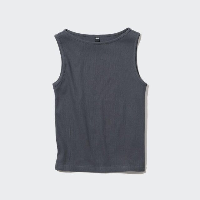 ユニクロ　夏トップス　ランキング　8位　リブボートネックノースリーブT