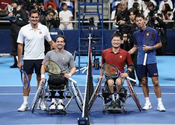 現役引退のテニス錦織圭がフェデラーと異色対決、車いすテニス国枝慎吾氏とペア組む
