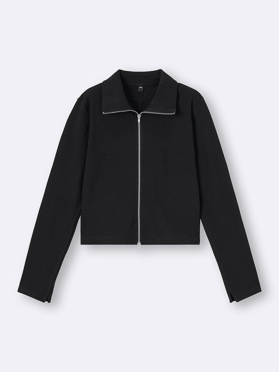 GUのリブダブルジップカーディガン