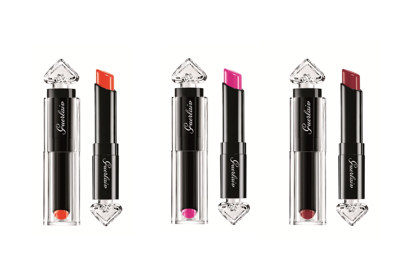 「ラ プティット ローブ ノワール リップ」／（左から）“043 サン-グラス”“073 オーキッドビーニー”“023 リビーリング”画像提供：ゲラン株式会社