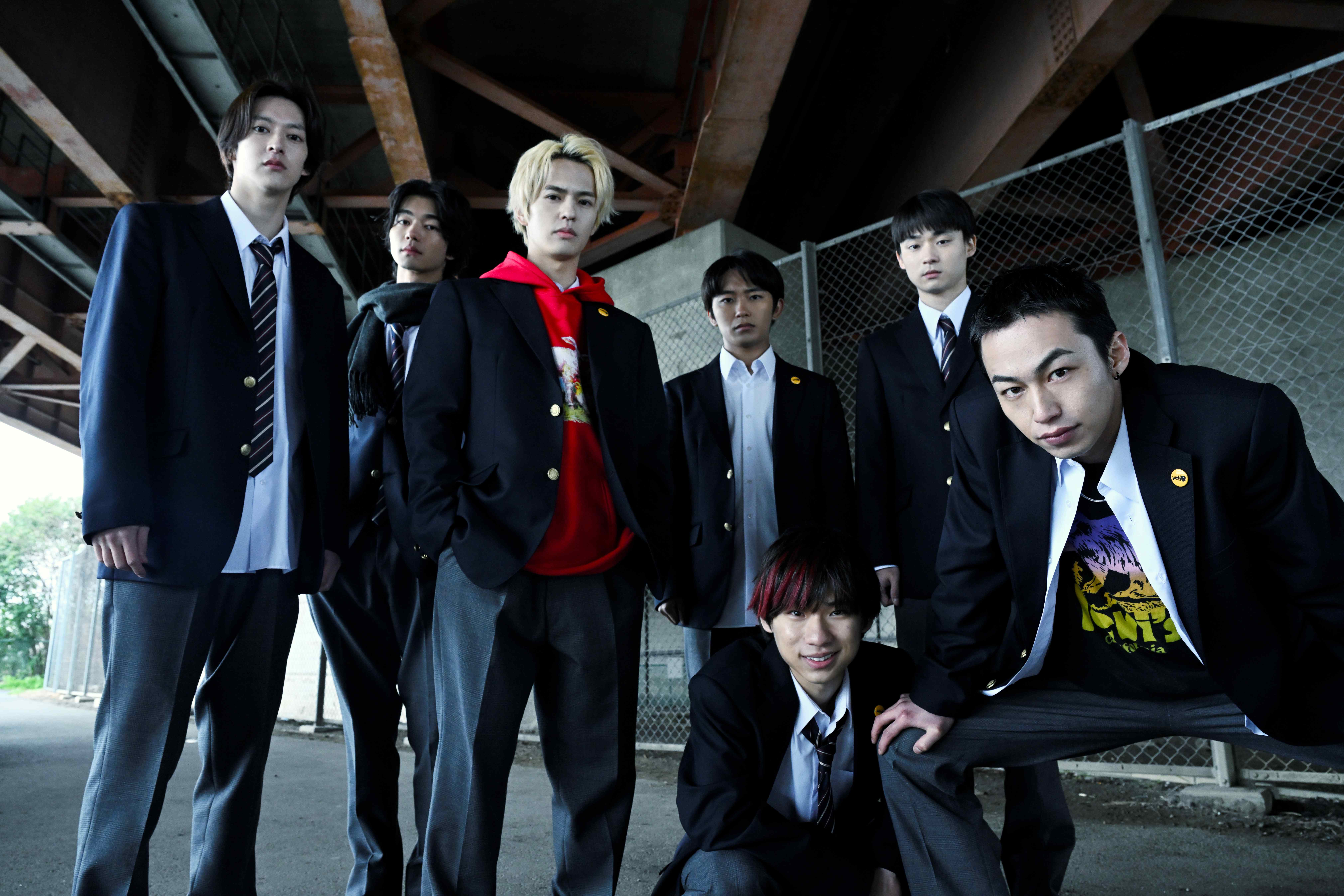 （後左から）伊藤あさひ、吉澤要人、奥野壮、加藤清史郎、萩原護、前左から桃児、高橋侃（C）此元和津也／幻冬舎コミックス／ＮＢＣユニバーサル・エンターテイメントジャパン