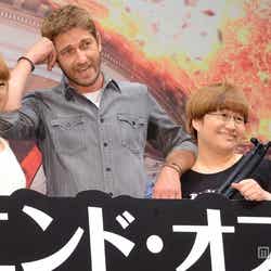 (左から)鈴木奈々、ジェラルド・バトラー、近藤春菜、箕輪はるか