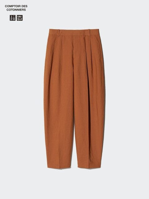 ユニクロ リネンブレンドバレルレッグパンツ ユニクロのリネンブレンドバレルレッグパンツ