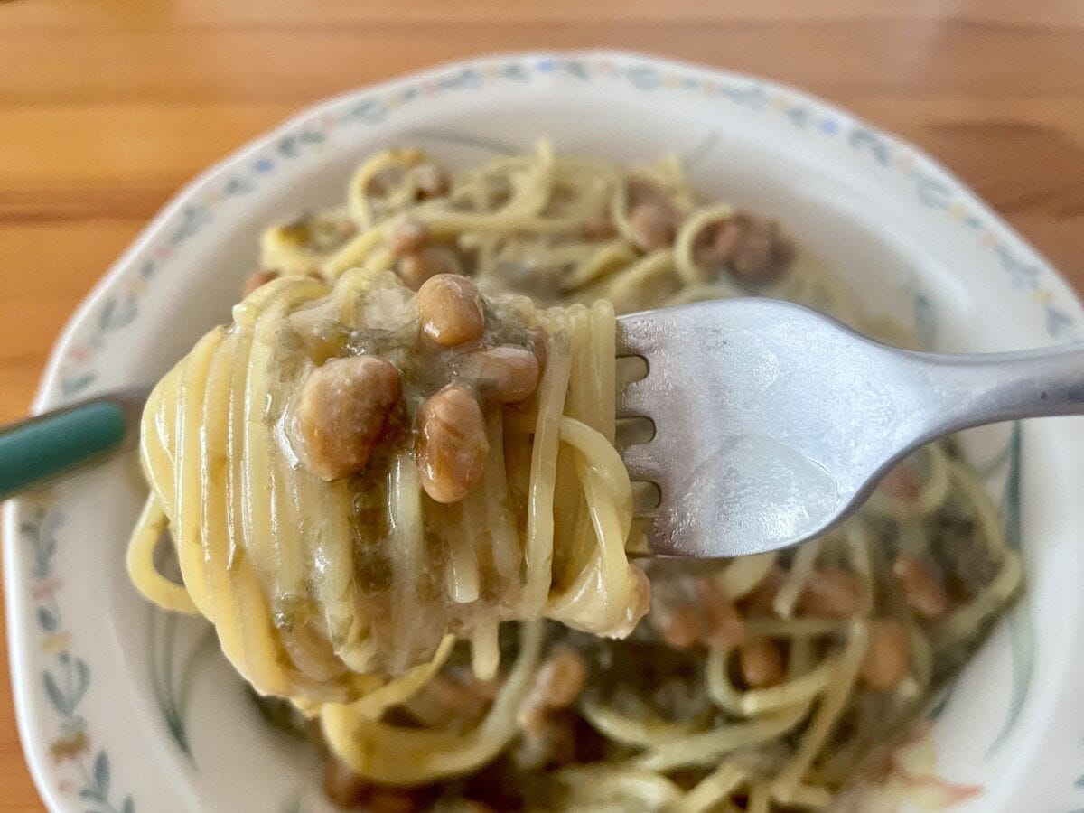 納豆クリームパスタ