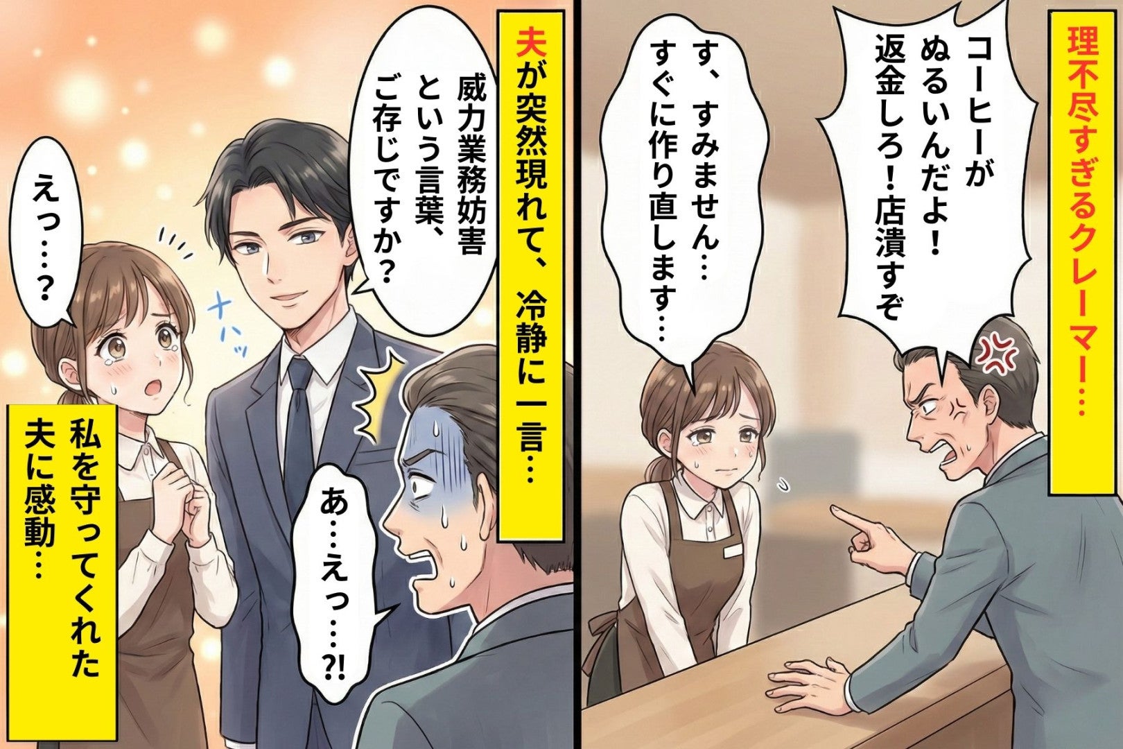 「こんな店潰してやる」と怒鳴る客→夫が静かに放った一言で、場が静まり返った話