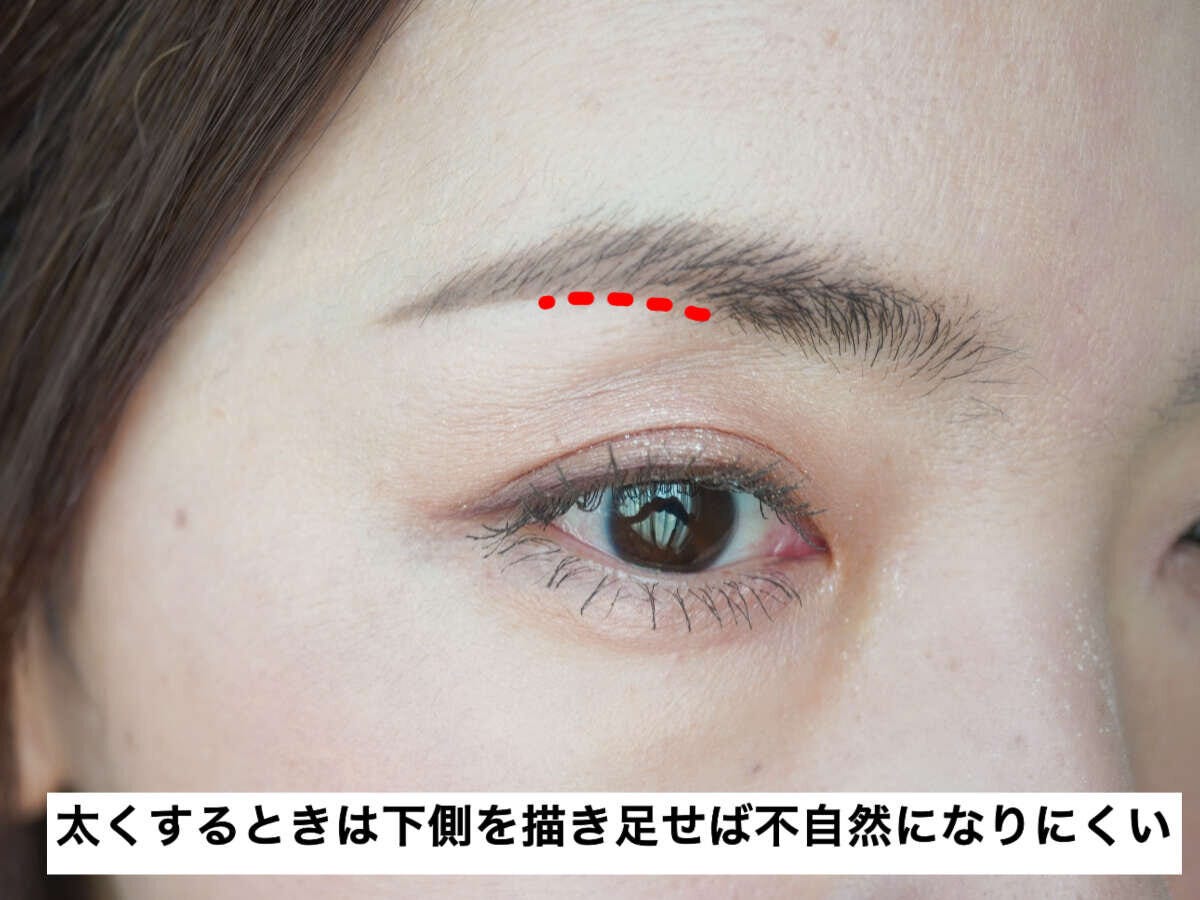 小鼻と目尻を結んだ黄金バランスの眉尻ラインを示した図 小鼻と目尻を結んだ黄金バランスの眉尻ラインを示した図