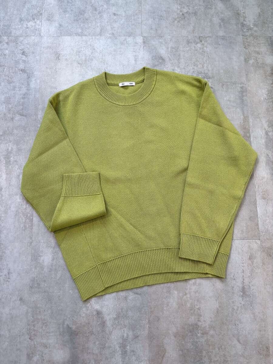 GUスウェットライクニットオーバーサイズプルオーバー　GREEN