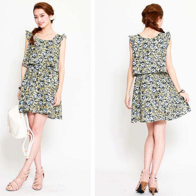 花柄ドッキングワンピース「salus」3,694円(税込3,990円)