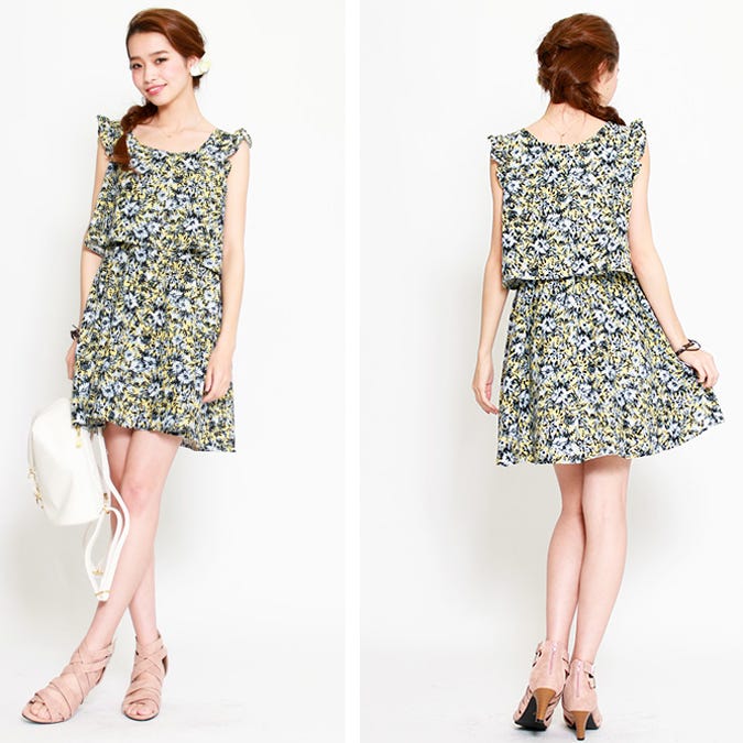 花柄ドッキングワンピース「salus」3,694円(税込3,990円)