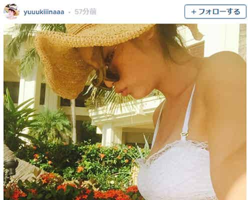 木下優樹菜、妊娠8カ月のビキニ姿披露 ふっくらお腹でバカンス満喫
