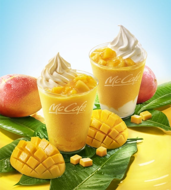 マックカフェに特別なマンゴースムージー　とろっとプリン＆クリーミー杏仁、どっちが好み？