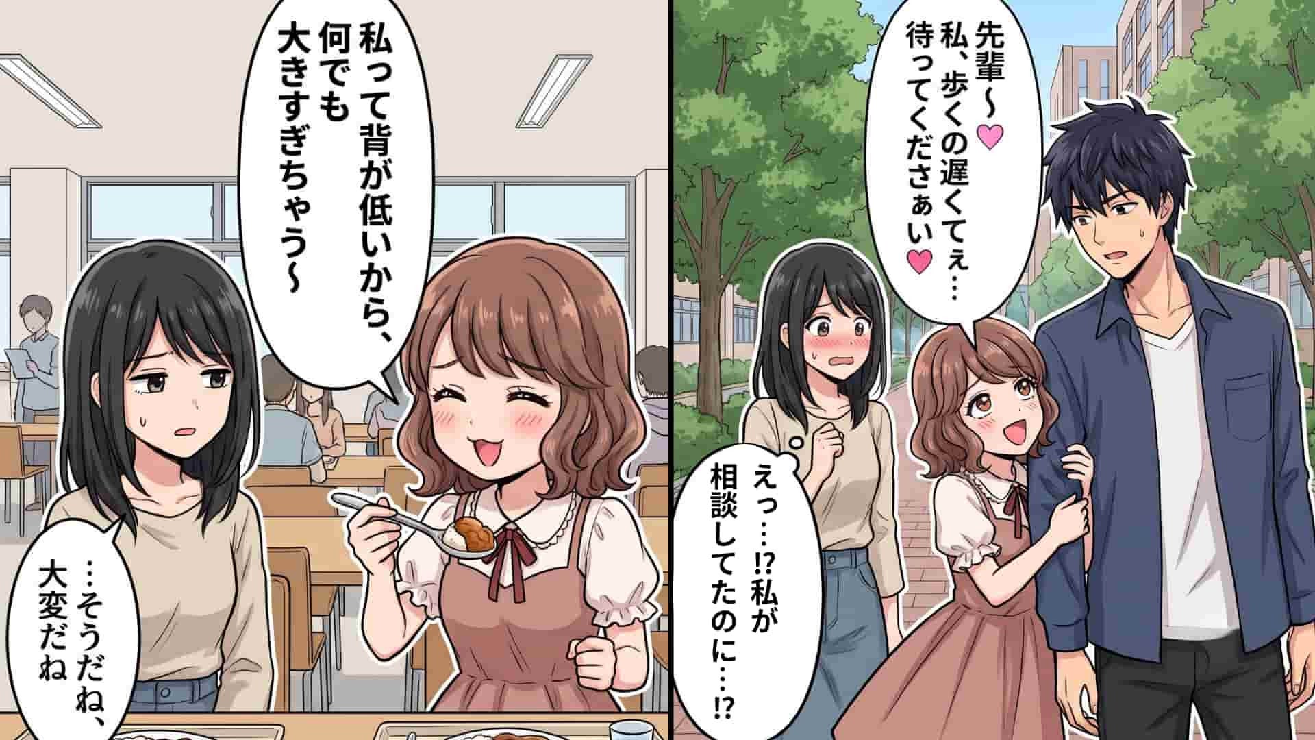 【低身長アピール】のぶりっこ女子が本性発揮！？私の好きな先輩に『とんでもない行動』を...！
