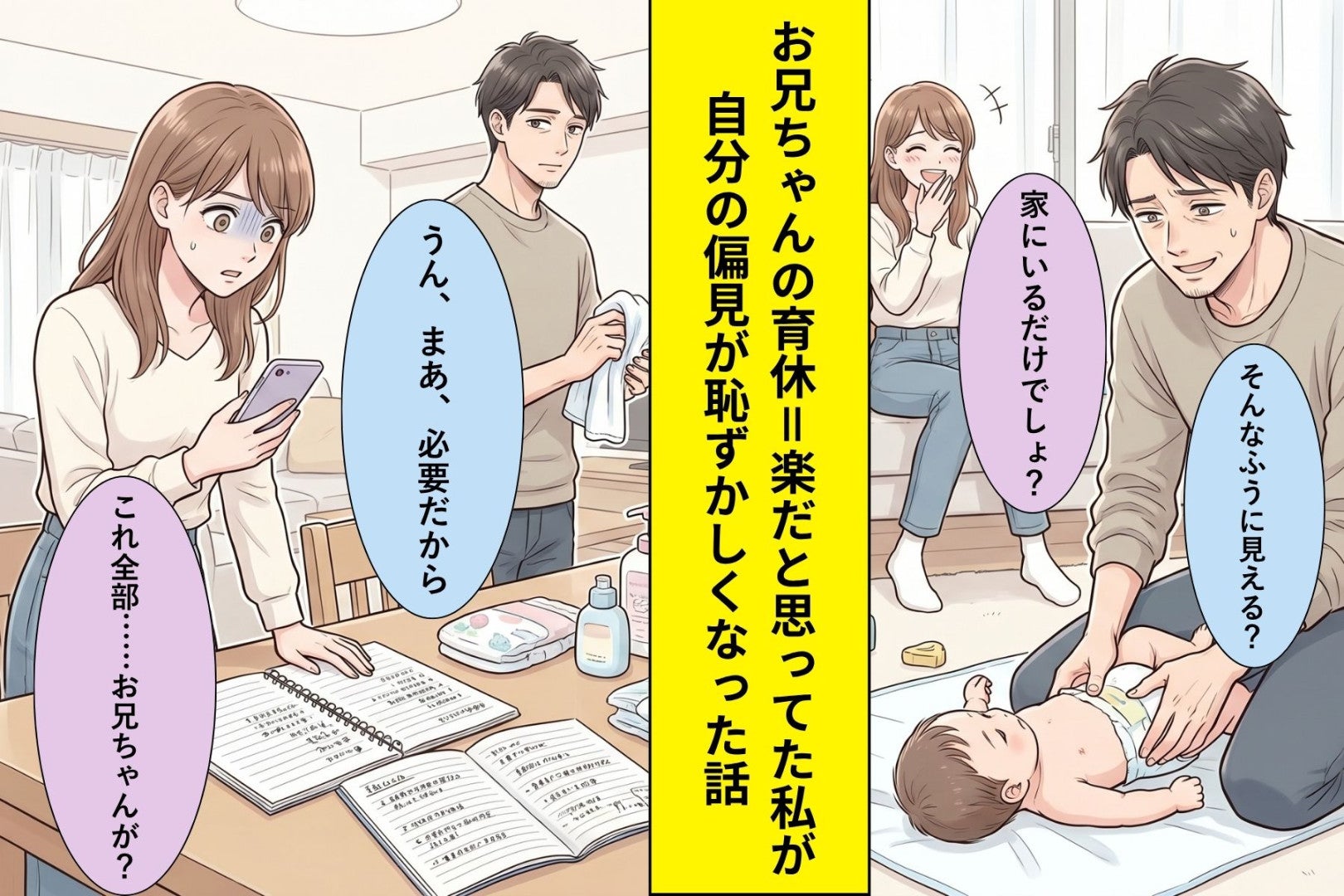 お兄ちゃんの育休＝楽だと思ってた私→実家で見た光景に、自分の偏見が恥ずかしくなった話