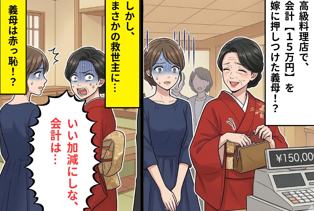 高級料理店で、会計【15万円】を嫁に押しつけた義母！？しかし⇒「いい加減にしな！」まさかの事態で…義母が恥をかくハメに！？