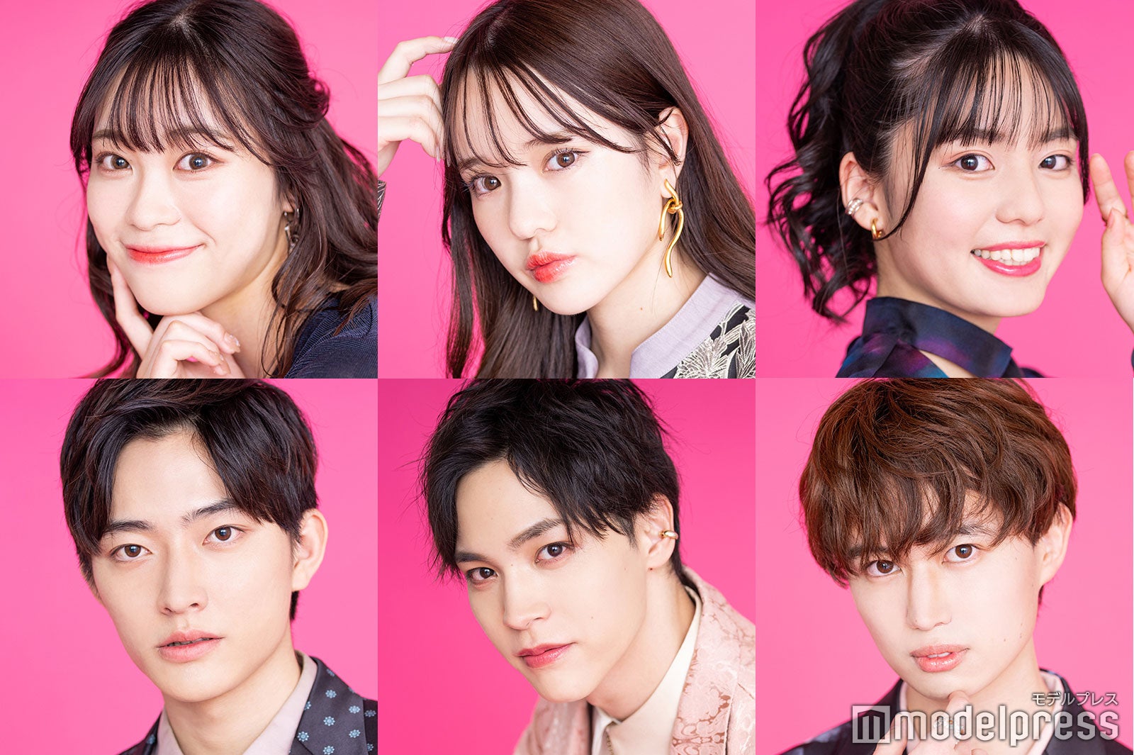 モデルプレス読者モデル（左上から時計回りに）朱音、粕谷亜理紗、松島かのん、石田侑也、松本旭平、古敷谷宗（C）モデルプレス