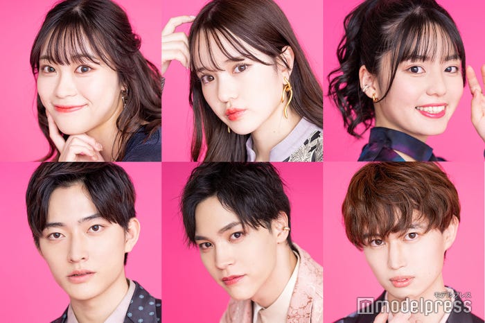 モデルプレス読者モデル(左上から時計回りに)朱音、粕谷亜理紗、松島かのん、石田侑也、松本旭平、古敷谷宗(C)モデルプレス