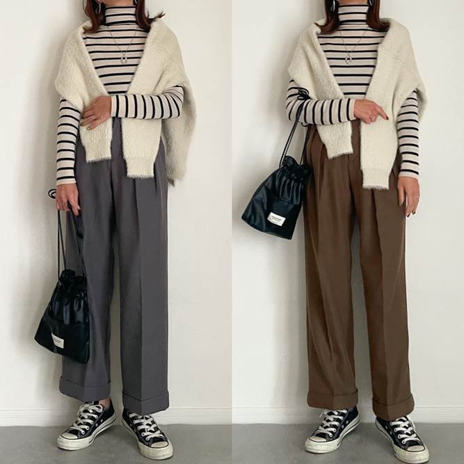 GU　インタックワイドパンツ　コーデ