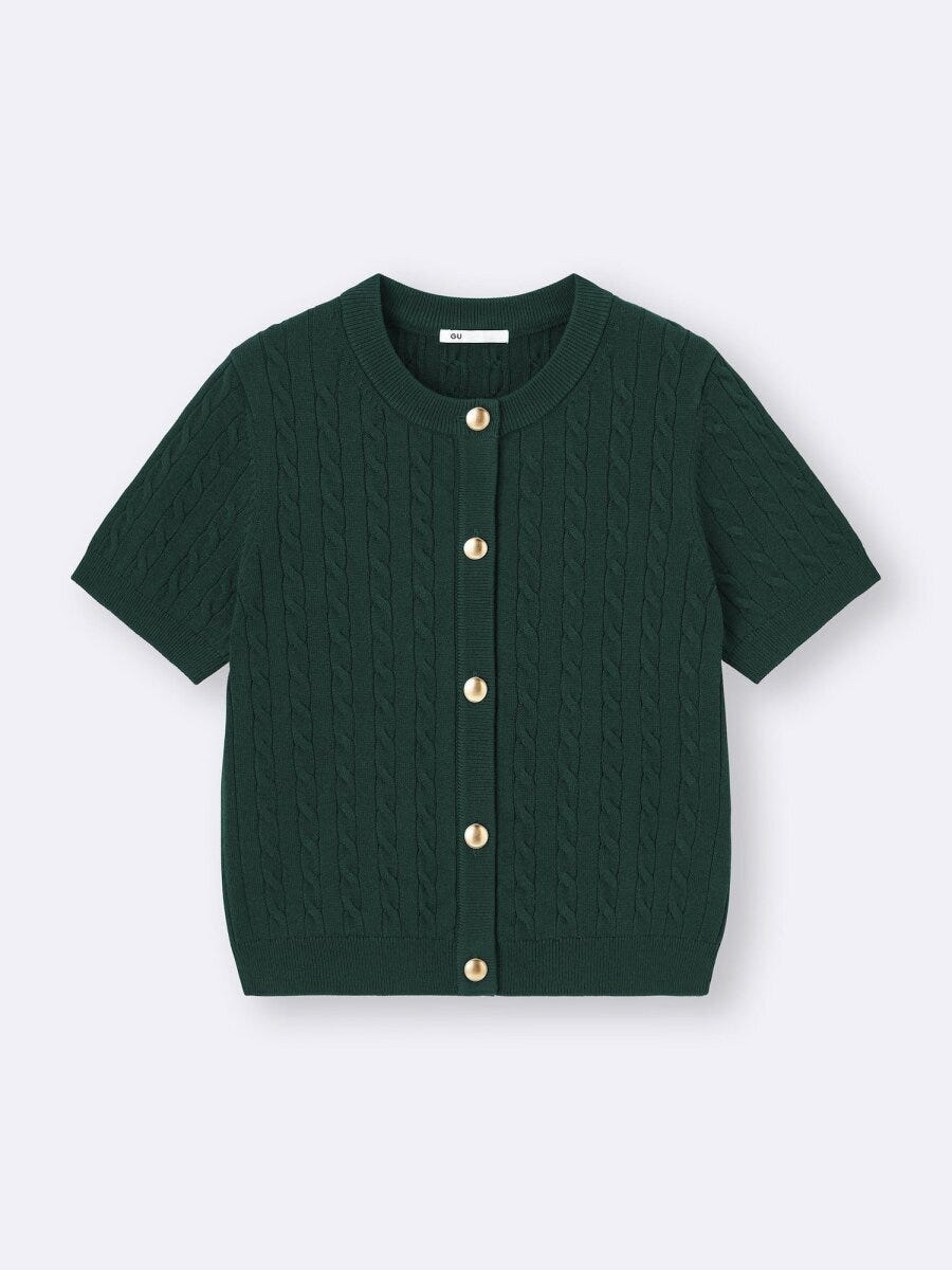 2026gu春値下げ女性おすすめケーブルメタルボタンカーディガン