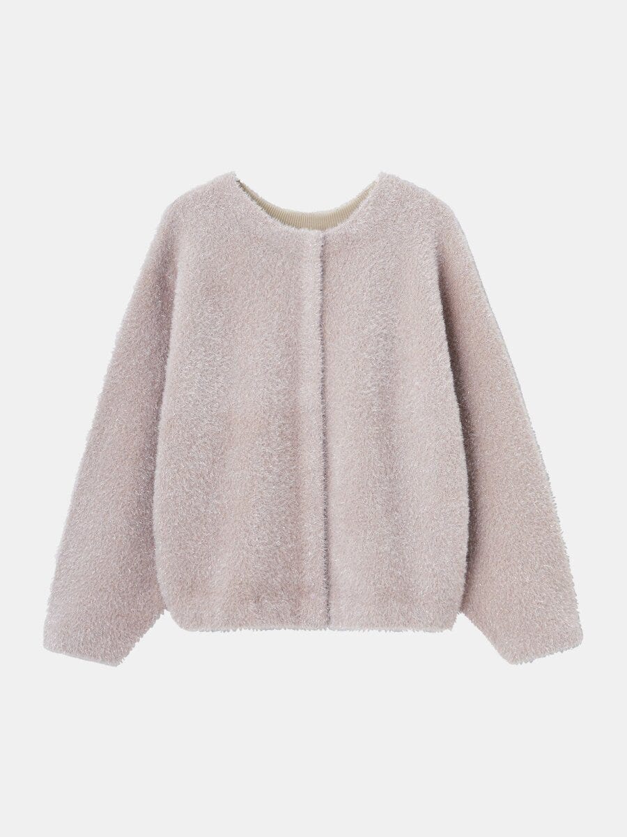 2026plst女性値下げラメフェザーヤーン2WAYカーディガン