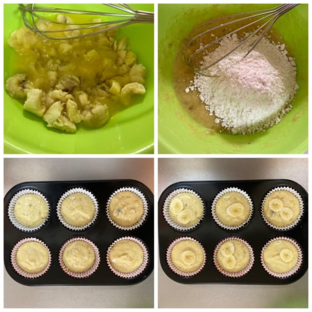 バナナマフィンの作り方の工程写真です。