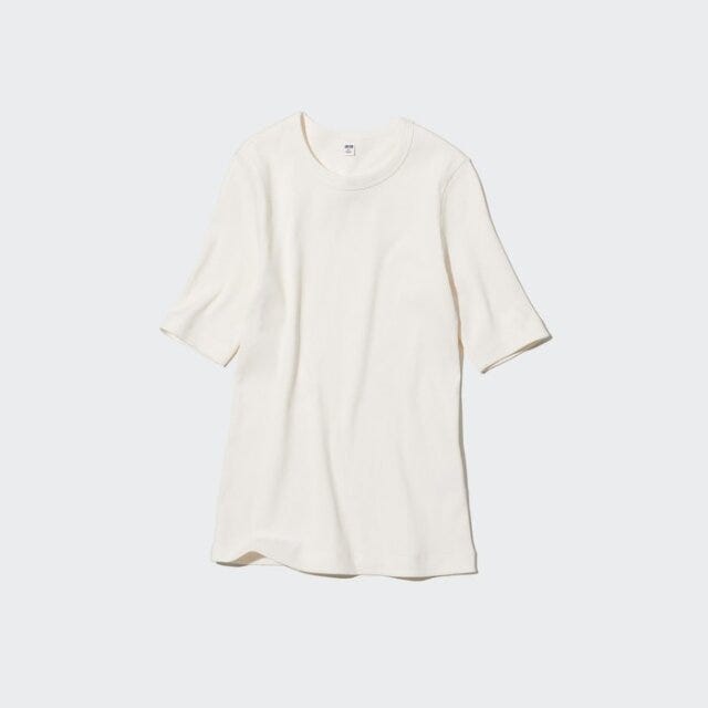 ユニクロ　夏トップス　ランキング　5位　リブクルーネックT