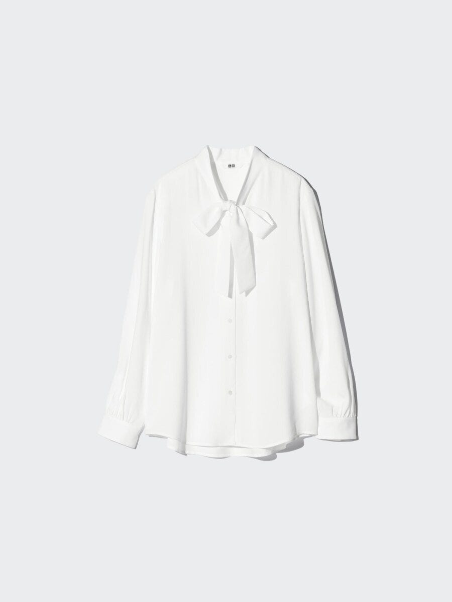 レーヨンボウタイブラウス 2026春ユニクロ大人女性おすすめレーヨンボウタイブラウス