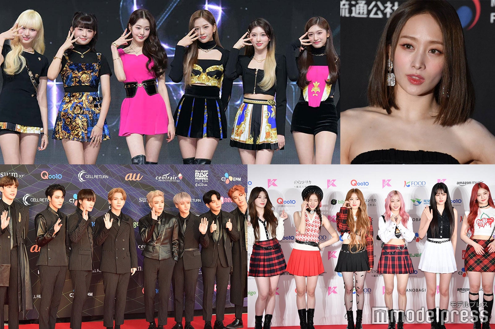 （左上から時計回り）IVE／Photo by Getty Images、ニコル、STAYC、ATEEZ （C）モデルプレス