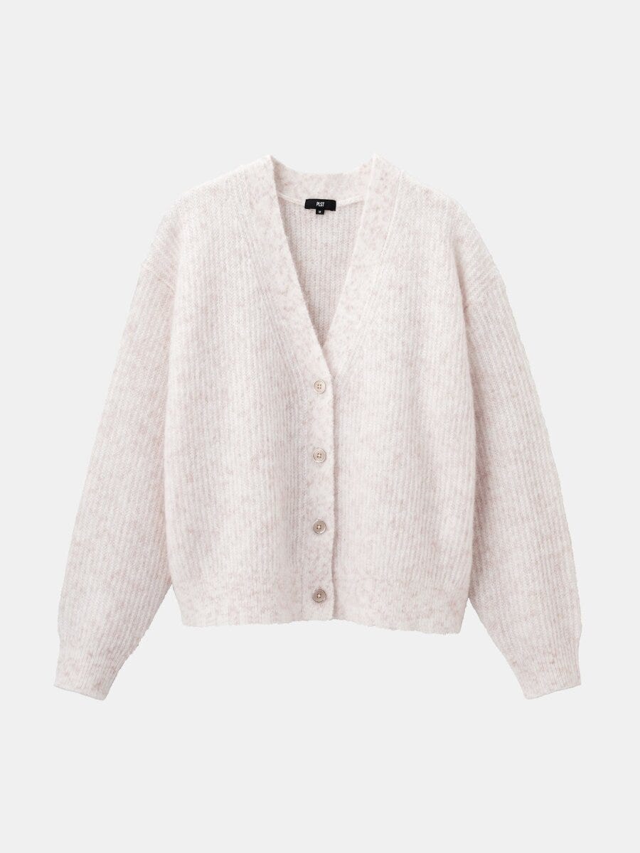 2026plst女性値下げブラッシュドヤーンVネックカーディガン