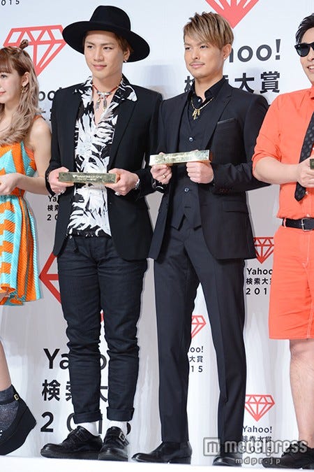 「Yahoo!検索大賞2015」発表会に出席した(左から)登坂広臣、今市隆二