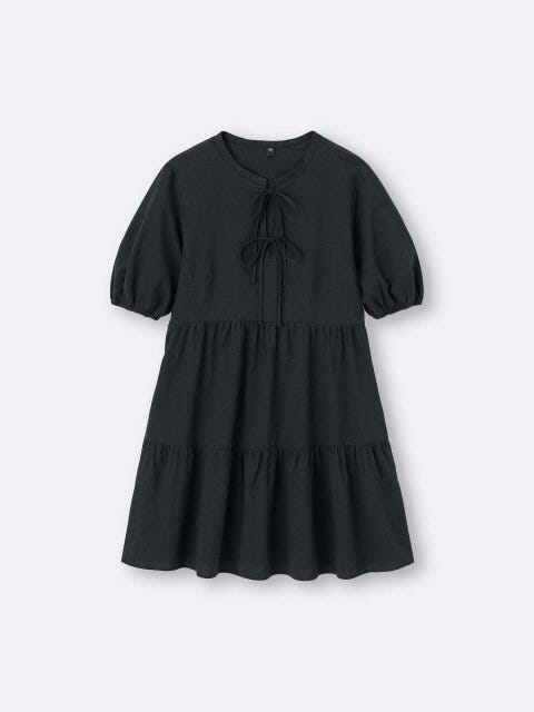 コットンティアードミニワンピース 2025gu夏値下げコットンティアードミニワンピース