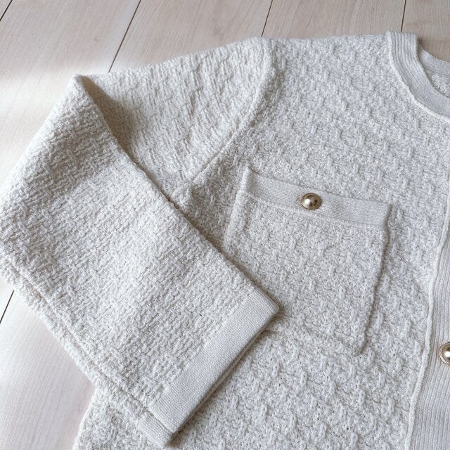 GU　ダブルポケットニットジャケット　ボタン　ゴールド