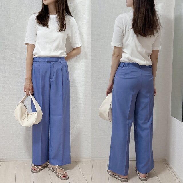 ローウエストバギーパンツ　Tシャツ　コーデ