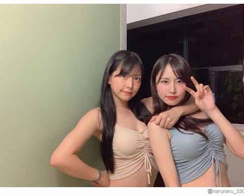 NMB48白間美瑠宅に古賀成美がお泊り おそろい水着&パジャマ姿に「超絶可愛い」の声