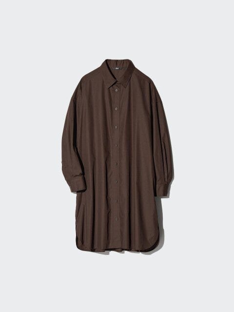 オーバーサイズシャツワンピース 2025冬ユニクロ値下げオーバーサイズシャツワンピース