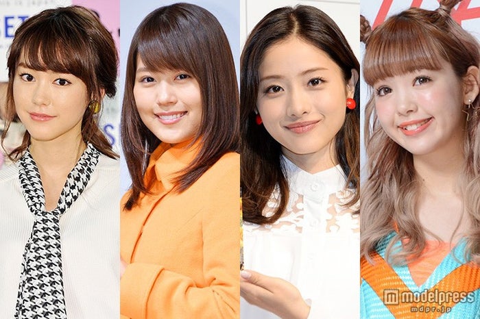 モデルプレスが選ぶ「今年の顔」／左から：桐谷美玲、有村架純、石原さとみ、藤田ニコル（C）モデルプレス
