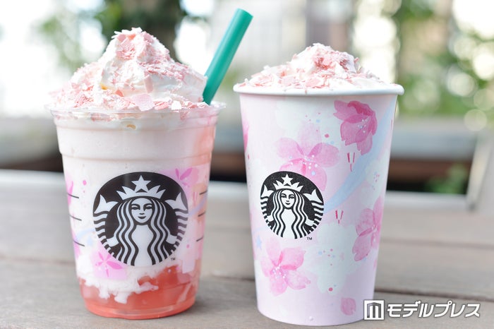（左から）さくらフル フラペチーノ、さくらフル ミルク ラテ （C）ビューティーガール