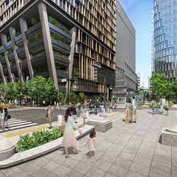 ふれあい広場の賑わい/提供:三菱地所