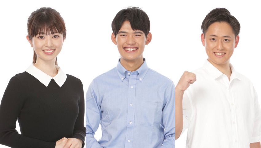 中根舞美アナウンサー、長部稀アナウンサー、高橋大悟アナウンサー（C）テレビ東京