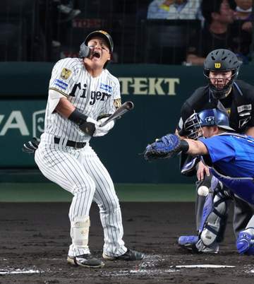 負傷交代の阪神・前川は骨折 試合後に藤川監督が明かす 試合中に病院直行の本人は「今は何も言えないです」 二回の第1打席で左手付近に死球 包帯ぐるぐる巻きで患部をアイシング