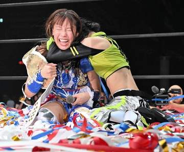 元SKE48荒井優希 プリプリ王座V5防衛！インター王者・鈴芽との激闘制す「もっと強くビッグになった」【東京女子プロレス】