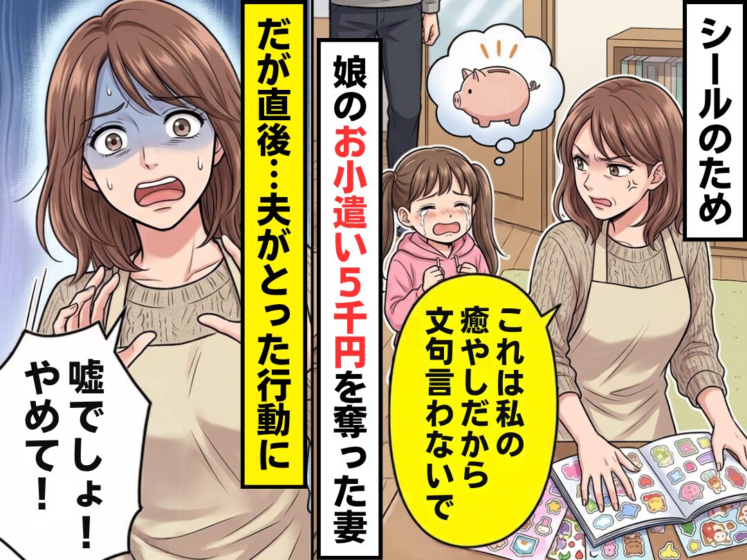シールのため【娘のお小遣い5千円】を奪った妻！？しかし⇒「嘘でしょ！やめて！」妻が真っ青になったワケ